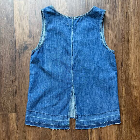 Rag & Bone/JEAN Denim Tank Top Raw Hem Made in USA XS - Picture 2 of 10
